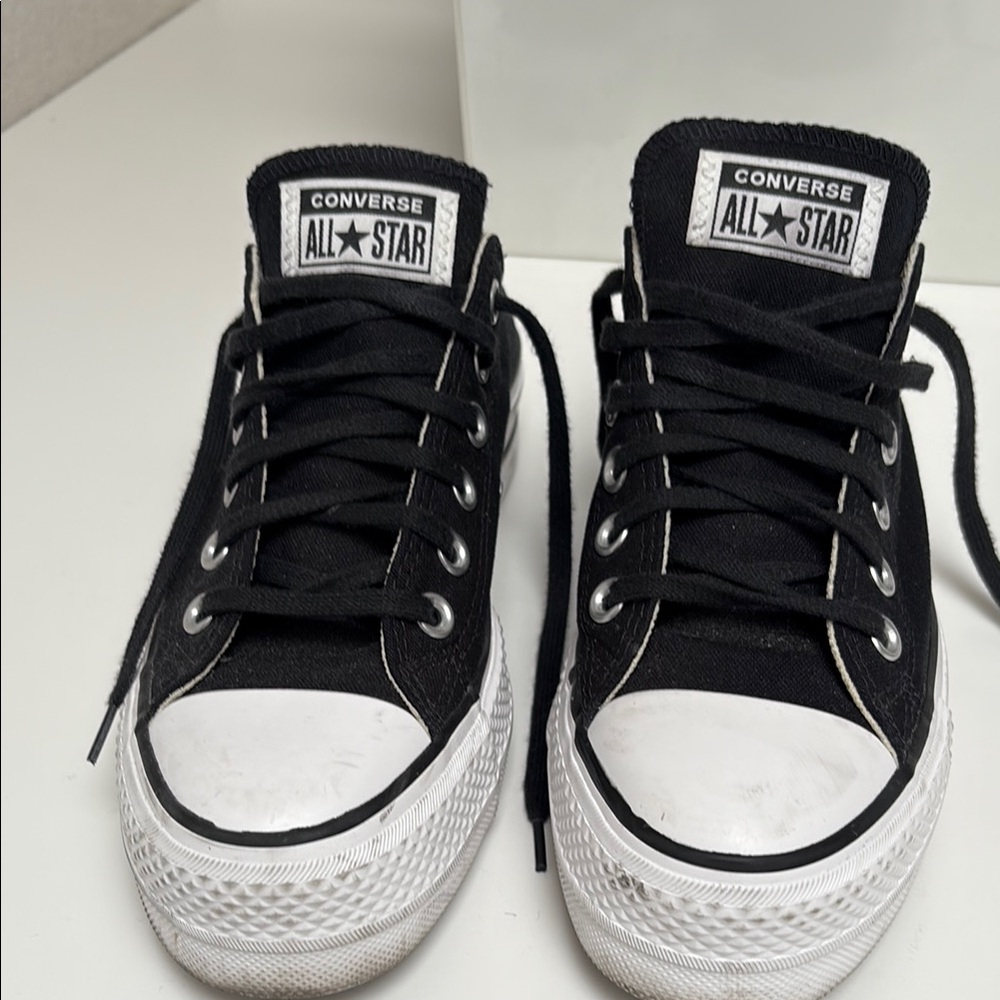 Converse Black and White Canvas Sneakers with Rubber Toe Cap